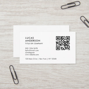 Custom Minimal Professional QR Code Black& White Business Card