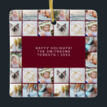 Custom Minimal Simple Photo Collage Grid Burgundy Ceramic Ornament<br><div class="desc">Custom Minimal Simple Photo Collage Grid Burgundy Feminine Elegant Family Christmas Ceramic Ornament</div>