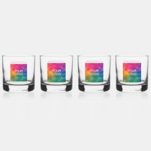 Custom Minimal Template Business Logo Set of Four Whiskey Glass