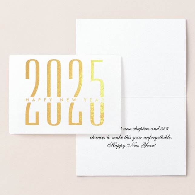 Custom Minimalist and Elegant 2025 Happy New Year Foil Card (Display)