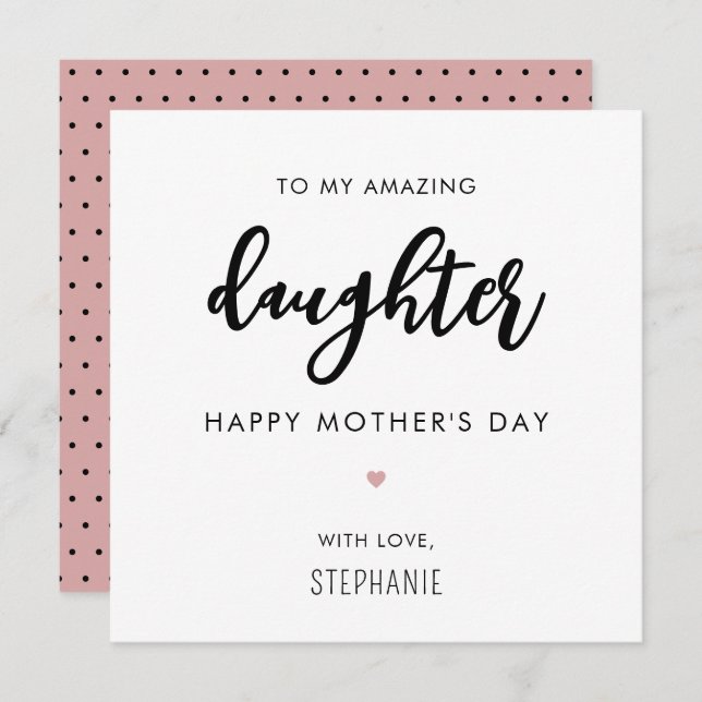 Custom Minimalist and Modern Daughter Mother's Day Card (Front/Back)