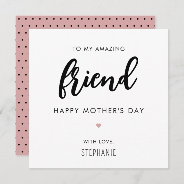 Custom Minimalist and Modern Friend Mother's Day Card (Front/Back)