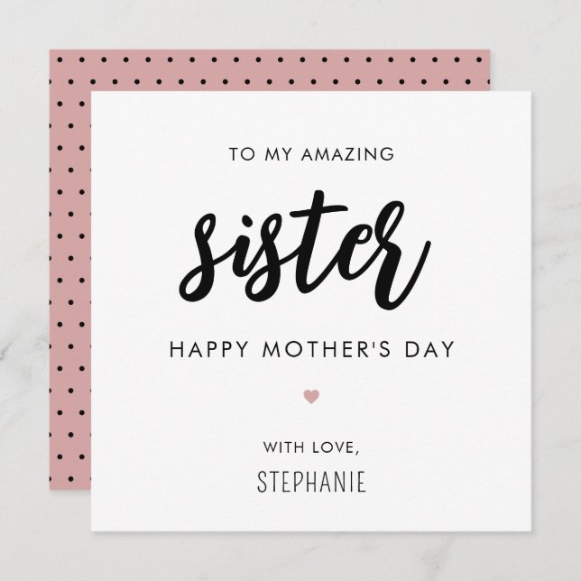 Custom Minimalist and Modern Sister Mother's Day Card (Front/Back)