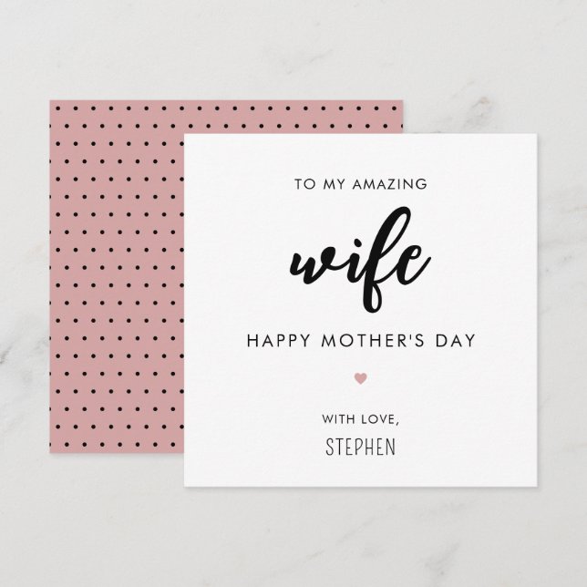 Custom Minimalist and Modern Wife Mother's Day Card (Front/Back)