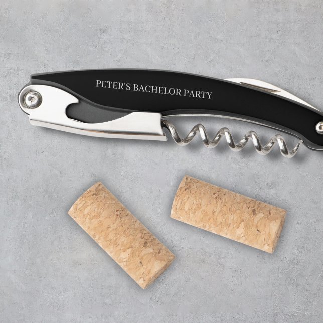 Custom Minimalist Black & White Bachelor Party Corkscrew (Custom Minimalist Black & White Bachelor Party Waiter's Corkscrew
)