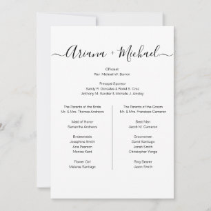 Custom Minimalist Black White Simple bridal party  Announcement