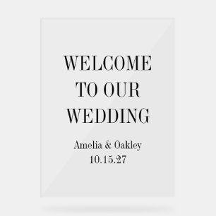 Custom Minimalist Clear Elegant Wedding Welcome Acrylic Sign
