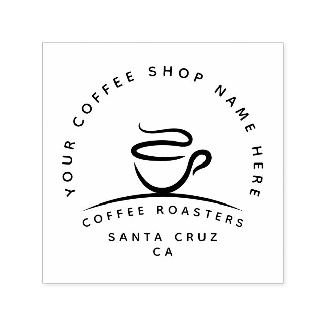 Custom Minimalist Coffee Shop Logo Self-inking Stamp (Design)
