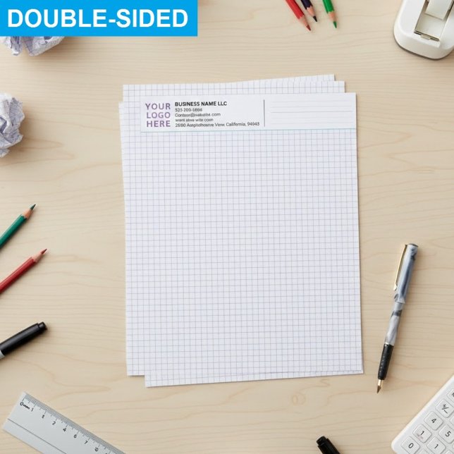 Custom Minimalist Company Name & Logo Graph Papers Letterhead (promotional engineering graph sheets)