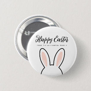 Custom Minimalist Cute Bunny Ears Happy Easter 6 Cm Round Badge
