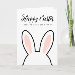 Custom Minimalist Cute Bunny Ears Happy Easter Card