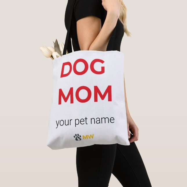 Custom Minimalist Dog Mom Tote – Personalized Pet  Bag (Close Up)