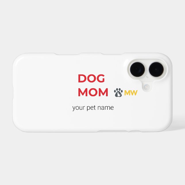 Custom Minimalist Dog Mum iPhone Case – Personaliz (Back (Horizontal))