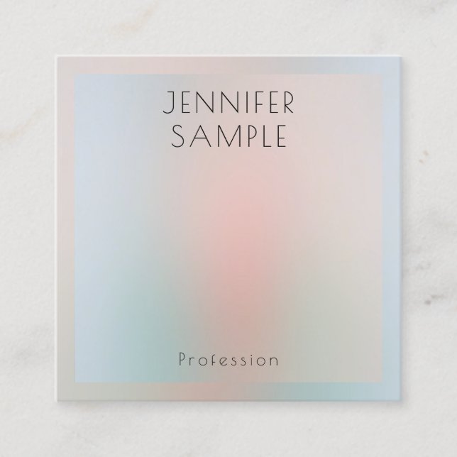 Custom Minimalist Elegant Pastel Colours Template Square Business Card (Front)