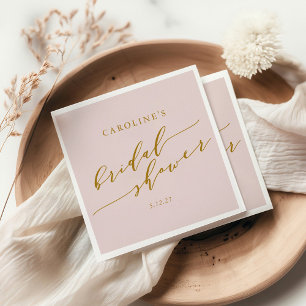 Custom Minimalist Elegant Pink Bridal Shower Napkin
