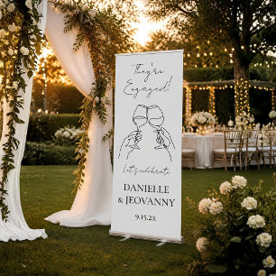 Custom Minimalist Engagement Party Retractable Banner