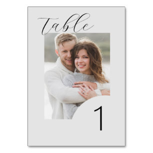 Custom Minimalist Engagement Photo Wedding Modern Table Number