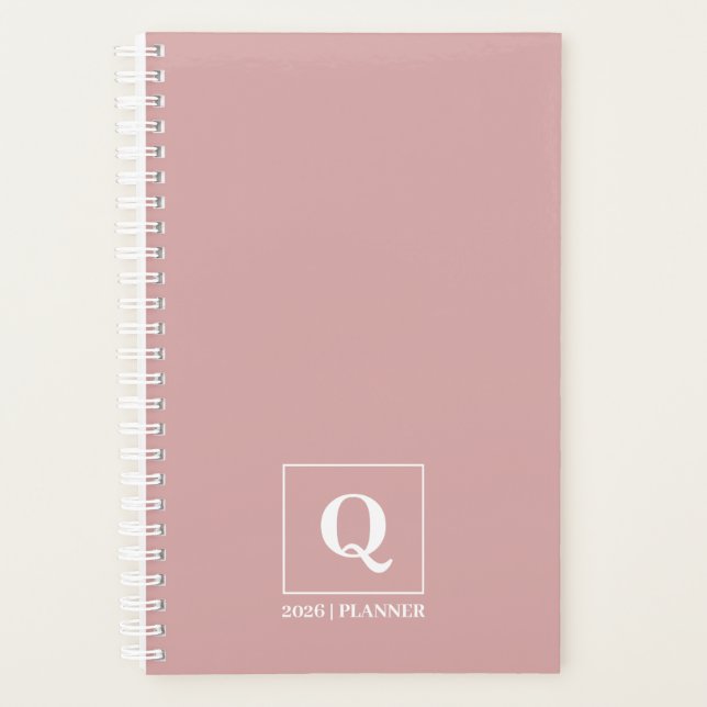 Custom Minimalist Feminine Dusty Rose 2026 Planner (Front)