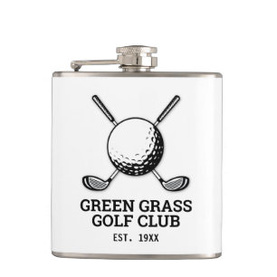 Custom Minimalist Golf Club Logo Design Hip Flask