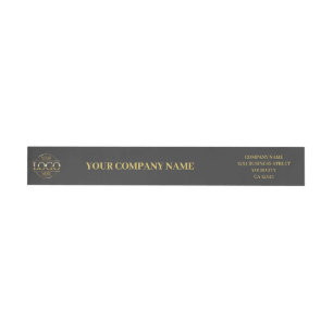 Custom Minimalist Grey Gold Business Logo Branded Wrap Around Label