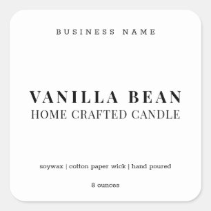 Custom Minimalist Homemade Candle Product Label
