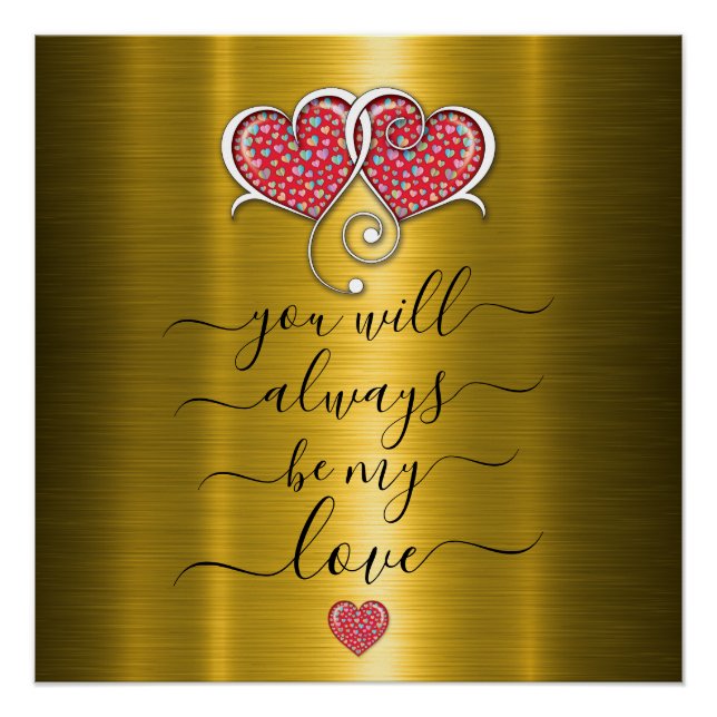 Custom Minimalist Interlocked Hearts Design Poster (Front)