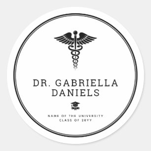 Custom Minimalist Medical School Doctor Graduation Classic Round Sticker