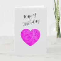 Custom Minimalist Modern Birthday Pink Heart