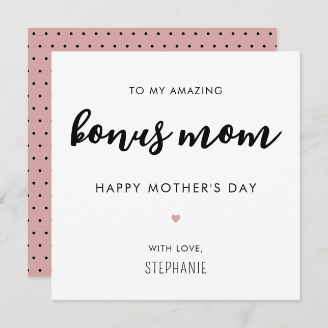 Custom Minimalist Modern Bonus Mum Mother's Day Card (Front/Back)