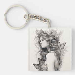 Custom Minimalist Modern Chic Personalised photo Key Ring