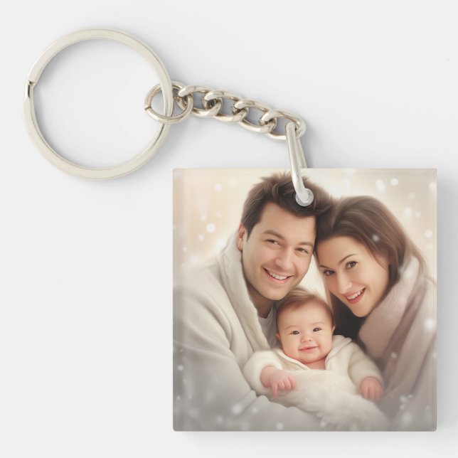 Custom Minimalist Modern Chic Personalised photo Key Ring (Front)