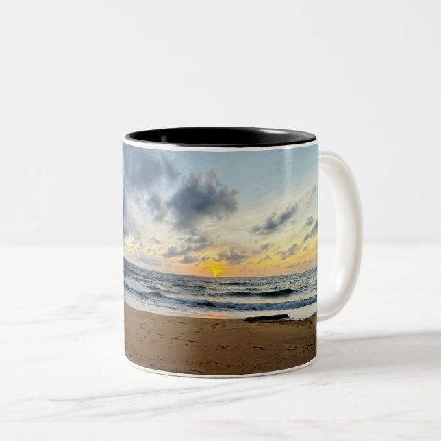 Custom Minimalist Modern Chic Personalised photo Two-Tone Coffee Mug (Front Right)