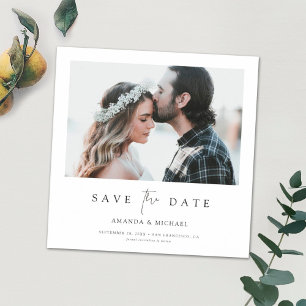 Custom Minimalist Modern Photo Save the Date Magnetic Invitation