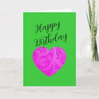 Custom Minimalist Modern Pink Heart Birthday