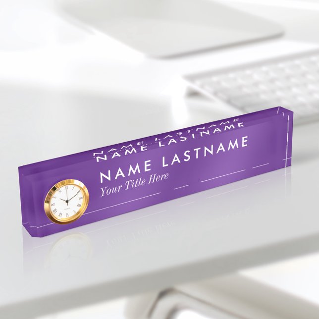 Custom Minimalist Modern Purple Name Plate Clock (Creator Uploaded)