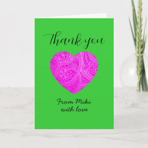 Custom Minimalist Modern Thank You Pink Heart Card