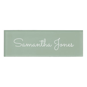 Custom Minimalist Modern Wedding Blue Script Name Tag