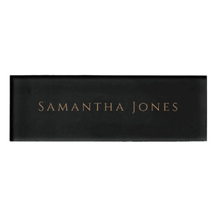 Custom Minimalist Modern Wedding Gold White Name Tag