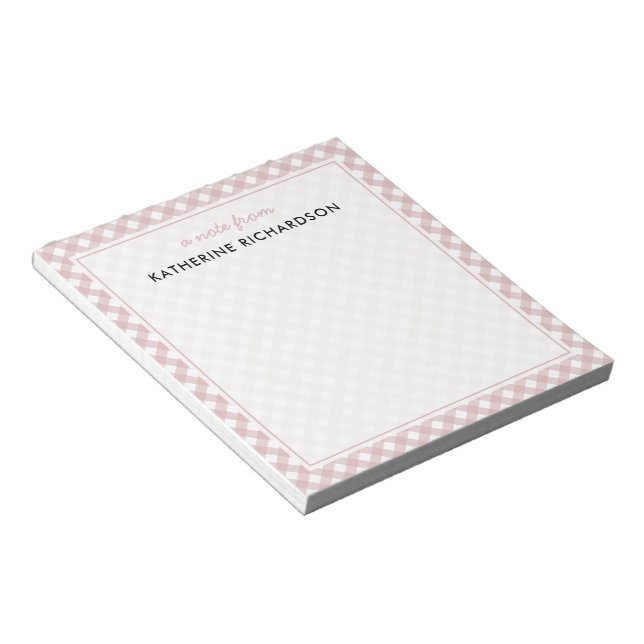 Custom Minimalist Muted Pink Shade Plaid Pattern Notepad (Angled)