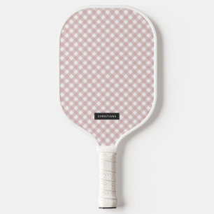Custom Minimalist Muted Pink Shade Plaid Pattern Pickleball Paddle
