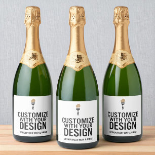 Custom Minimalist Personalised Company Branded Sparkling Wine Label
