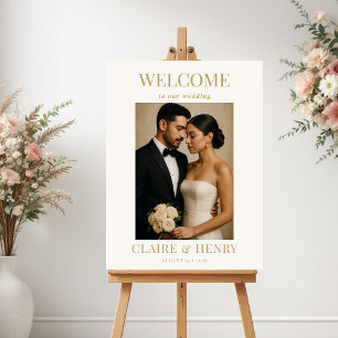 Custom Minimalist Photo Modern Wedding Welcome Poster