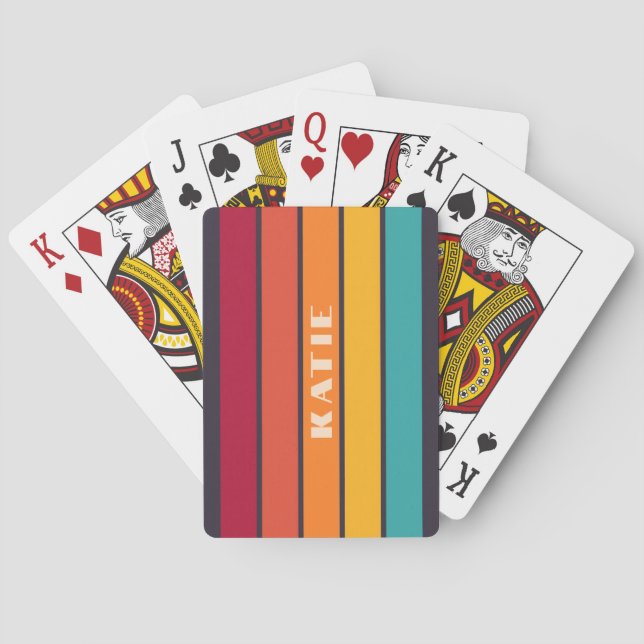 Custom Minimalist retro neutral stylish chic Playing Cards (Back)