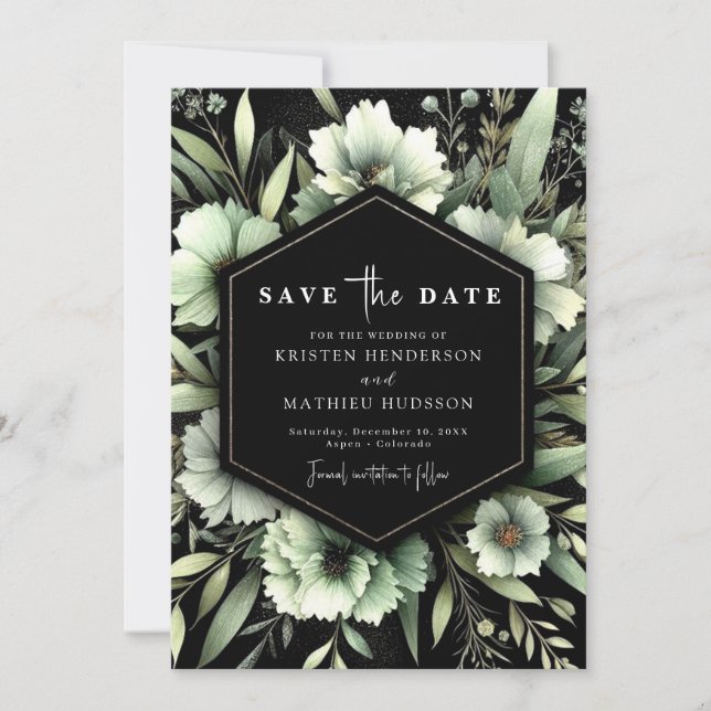 Custom Minimalist Romantic Sage Green Wedding Save The Date (Front)