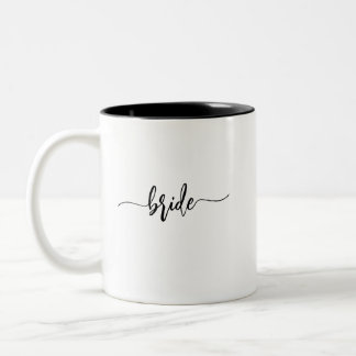 Custom Minimalist Script Bride Name Wedding Coffee Two-Tone Coffee Mug