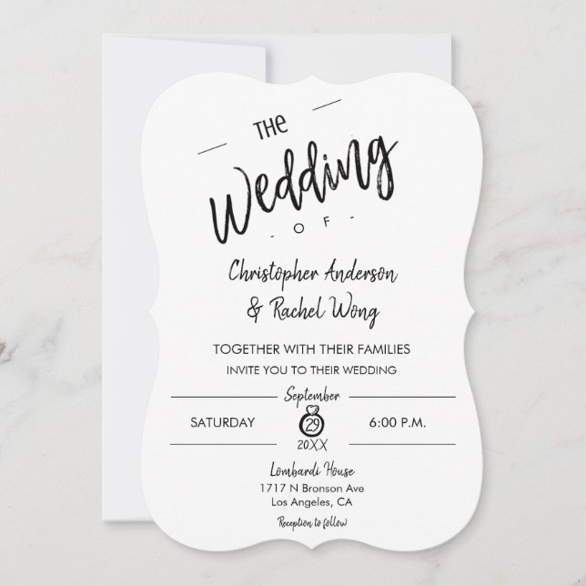 Custom Minimalist Script The Wedding of Invitation (Front)