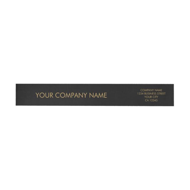 Custom Minimalist Simple Black Gold Business Wrap Around Label (Individual)