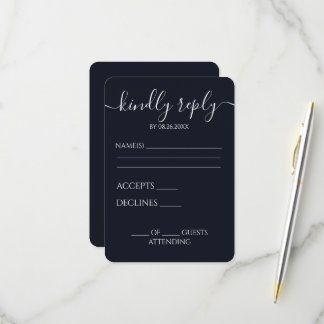Custom Minimalist Solid Colour Wedding RSVP Card