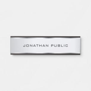 Custom Minimalist Template Glamourous Faux Silver Door Sign