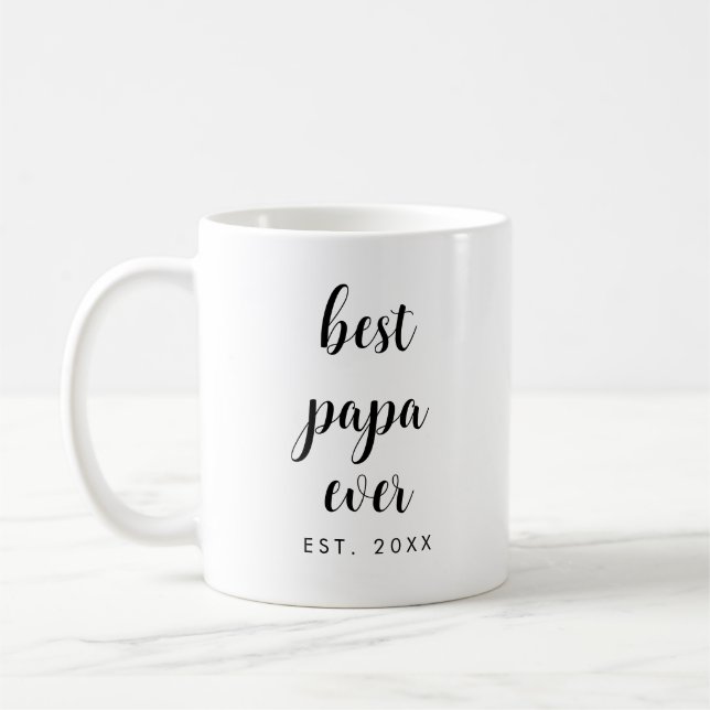 Custom Minimalist Template Script Best Papa Ever Coffee Mug (Left)